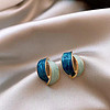 KOSE 高絲 法式高級感輕奢耳環女復古藍色耳釘S925銀耳針潮耳飾女