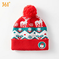 361°儿童帽子秋冬男童毛线帽冬季加绒护耳针织帽女童保暖套头帽 红色(帽子)