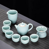 瓷牌茗茶具 哥窑茶具套装家用高档办公室会客轻奢中式陶瓷茶杯小功夫泡茶神器