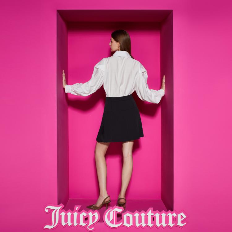 Juicy Couture 橘滋 清丽率性尖领折纸裥长袖女式衬衫