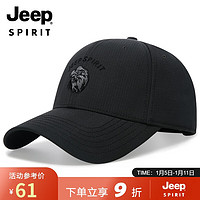 Jeep 吉普 帽子男棒球帽時尚秋冬季鴨舌帽款男女士通用尚刺繡帽子A0033 黑