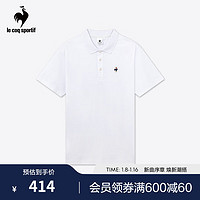 乐卡克 法国公鸡男款舒适经典复古翻领短袖T恤CB-7111234 白色/WHT M