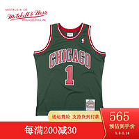 MITCHELL & NESS复古球衣 SW球迷版 NBA公牛队2008赛季罗斯 MN男士篮球服运动背心 绿色 S