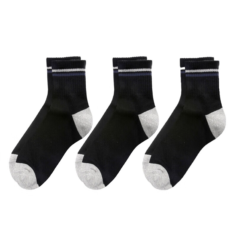 佐丹奴 内衣男袜 袜子男装绅士拼色弹力毛圈袜底四季中筒袜 31标志黑X3