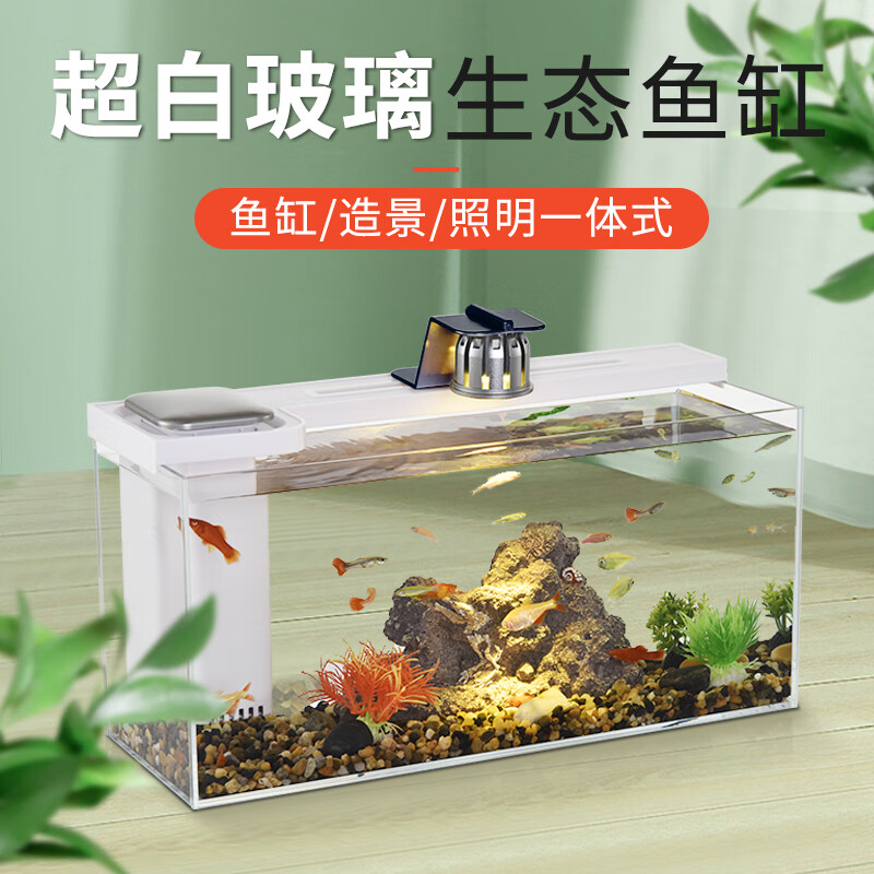 TG 淘歌 鱼缸水族箱生态超白玻璃小鱼缸过滤循环免换水懒人鱼缸 豪华造景CT-40（400*150*190mm）