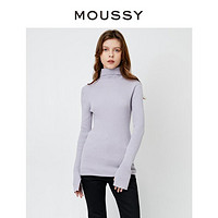 MOUSSY 摩西 Mousy明星同款秋季纯色高领翻领针织衫010FAA70-6930