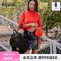 kipling 凯普林 龙年系列男女款2024春季轻便帆布包小饱包双肩背包DELIA 黑色龙鳞提花