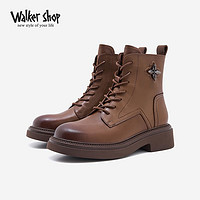 Walker Shop 奥卡索 马丁靴女2023年秋冬新款百搭休闲厚底短靴软底舒适英伦风