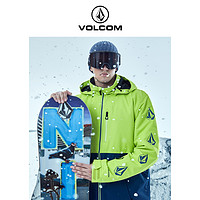 VOLCOM 钻石男装户外品牌撞色拼接滑雪服2023冬季新款连帽滑雪衣男
