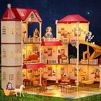 古欧儿童女孩玩具过家家娃娃屋大别墅灯光仿真城堡新年3岁