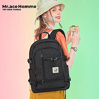 Mr.ace Homme-mracehomme双肩包女韩版大容量百搭书包电脑包百搭休闲男 曜石黑