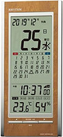 RHYTHM 臺式時鐘 茶色木紋加工 26.5x11.8x3厘米 電波時鐘 溫度計 濕度計 日歷 中暑預防 8RZ219SR23