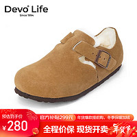 Devo 的沃 Life的沃 冬季毛加绒内里包头软木鞋 96008