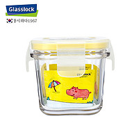 Glasslock 韩国保鲜盒冷冻储存盒钢化玻璃婴儿宝宝辅食盒小号玻璃碗 方形120ml(发蓝圈哈)