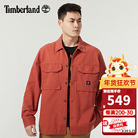 Timberland添柏岚衬衫男装春季户外运动休闲外套宽松翻领长袖衬衣A42K5 A42K5EG6/辣椒红 XS/165