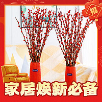 爆賣年貨：易囍藝 60cm銀柳20支+豎紋中國紅花瓶+吊卡