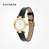 【新年】COACH/蔻驰CARY系列女士时髦简约黑金圆表盘皮带手表