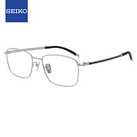 精工眼镜框男全框钛材日本商务近视眼镜架T7450 00ST 55mm 银色 灰色