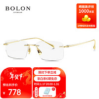 BOLON 暴龙 眼镜无框方形钛架光学镜近视眼镜框男轻 BT1609B60 B60-金色