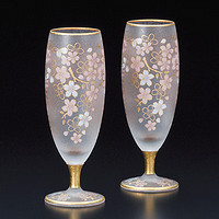 ADERIA 阿德利亚 矮脚杯玻璃对杯描金樱花香槟杯日本进口红酒杯轻奢礼物小杯125*2