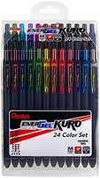 Pentel 派通 EnerGel Kuro 液體凝膠筆,(0.7 毫米)中等線條,橡膠筆桿,24 種墨水顏色