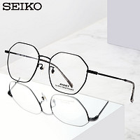 精工(SEIKO)眼镜框时尚多边形大框全框眼镜架AE5002 112 万新防蓝光1.60 112-亮黑色