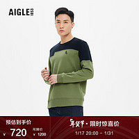 AIGLE艾高AAW22MSWE004男士户外时尚经典圆领卫衣 橄榄绿 AA824 M(175/92A)