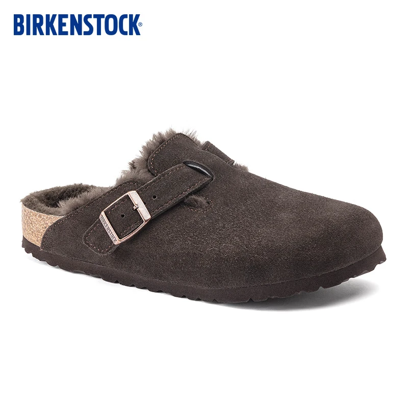 BIRKENSTOCK毛毛鞋外穿男女同款软木拖鞋Boston shearling系列 棕色男款1020567 42