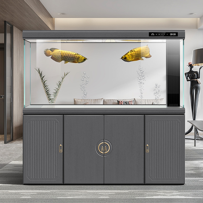 德克新中式鱼缸超白玻璃生态水族箱客厅中大型免换水底过滤龙鱼缸