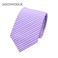 JASONVOGUE 杰尚维格 男士领带商务正装领带男8CM休闲领带正式结婚新郎条纹领带 浅紫条纹