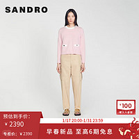 SANDRO【新年胶囊系列】2024早春女装粉色针织上衣SFPPU01798 60/粉色 1