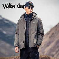 Walker Shop 奥卡索 品牌冲锋衣男冬季保暖羽绒内胆户外三合一可拆卸登山服三防外套 灰绿色 3XL