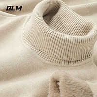 GLM森马集团品牌高领毛衣冬季加绒保暖打底针织衫青少年修身打底衫 L(110-130斤) 杏色/高领-纯色