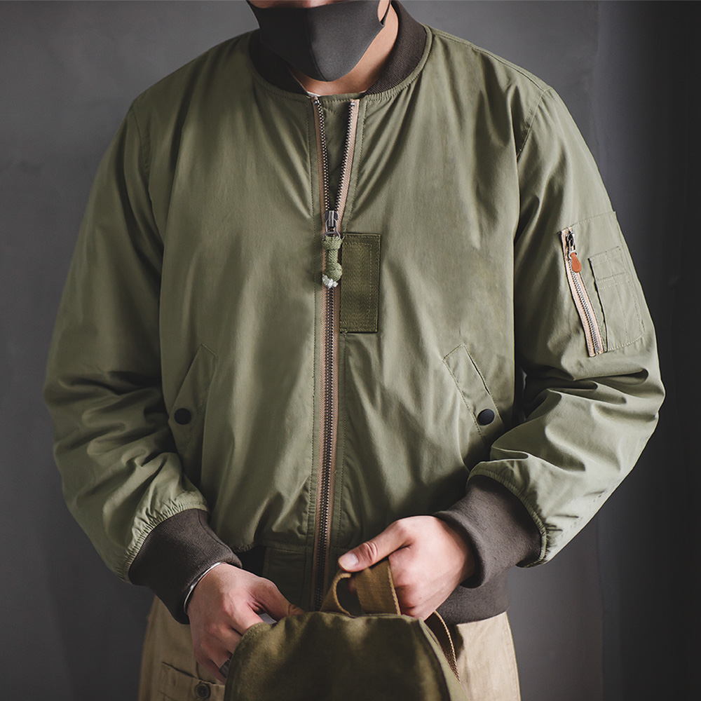 马登工装 美式空中MA1飞行员夹克军绿色加厚棒球棉服外套男士冬季