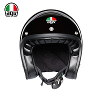 AGV X70摩托车复古头盔机车骑行半盔4/3半覆式太子头盔春夏个性 亮黑 M