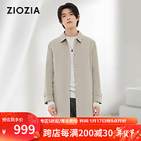 ZIOZIA 春季新品男装中长款单排扣风衣经典卡其色外套 卡其色 100