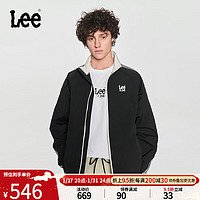 Lee24早春舒适版立领拼接印花男女同款插肩袖夹克外套潮 黑色（尺码偏大，拍小一码） M