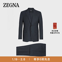 杰尼亚 Zegna）23春夏 男士海军蓝15milmil15微型图案羊毛西装C22571-221225