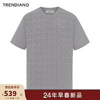 TRENDIANO满幅印花圆领T恤2024年春季宽松休闲短袖上衣男生潮 灰色 M