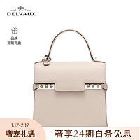 Delvaux24女士包包通勤小牛皮单肩斜挎手提包TempetePM系列 春节 芝麻灰