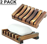 SAYGOGO 浴室木制肥皂盒支架,矩形手工工艺,天然海绵木架