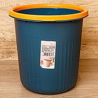一三五八 12L压圈垃圾桶家用厨房卫生间办公室加厚大容量纸篓 0338 无盖 深蓝色 12L