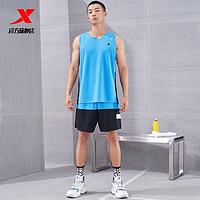 XTEP 特步 男吸濕速干褲運動套裝男兩件套978229680541 海星藍/正黑色 XL/180