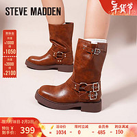 STEVE MADDEN/思美登2023秋冬新款粗跟短筒时装中筒西部靴女 RAE 棕色 37