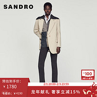 Sandro 女装法式复古气质宽松通勤灰褐色西装外套夹克SFPVE00568 灰褐色 34