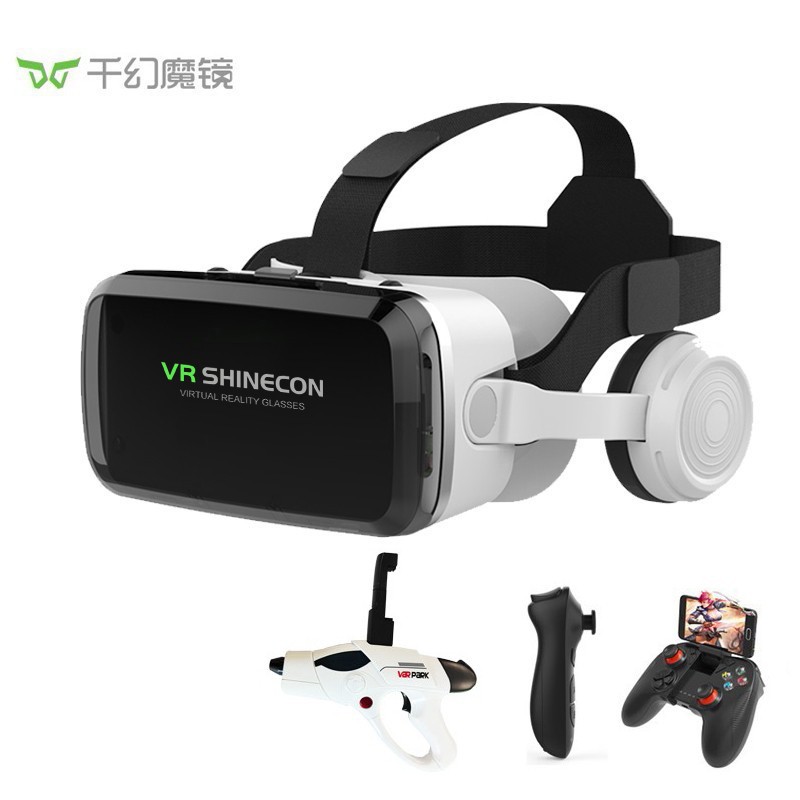 VR Shinecon 千幻魔镜 G04BS十一代vr眼镜智能蓝牙连接 3D眼镜手机VR游戏机 版+遥控手柄+游戏手柄+AR枪