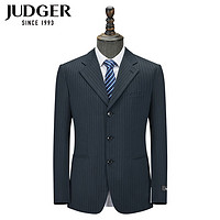 庄吉（Judger）男士正装条纹羊毛西装舒适宽松商务休闲毛料单西服外套 藏青色 160/88A偏壮版型