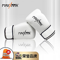MaxxMMA 拳击手套自由搏击成人青少年拳套散打格斗手套沙袋沙包拳套室内 钢琴白 12盎司