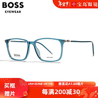 雨果博斯（HUGO BOSS）男士眼镜架商务方框通勤板材镜框可配近视镜片1372 ZI9-墨绿色