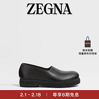 杰尼亚（Zegna）24春夏黑色皮革乐福鞋LHNAX-A5891Z-NER-7